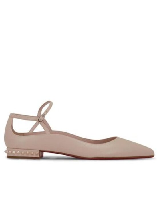 Christian Louboutin Shoes - Christian Louboutin CONCLUSIVE Spike Ankle Strap Flat Ballerina Shoes Leche